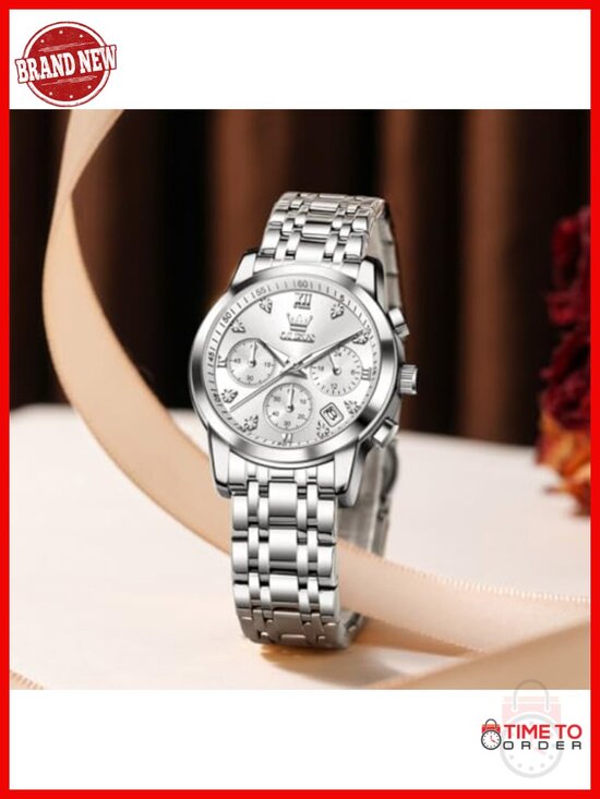 Women\'s Analog Quartz Watch Stainless Steel Waterproof Diamond Multifunction